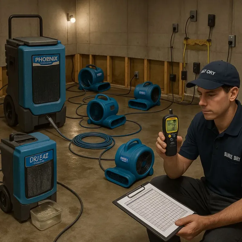 Structural Drying and Dehumidification process in Fallon, NV